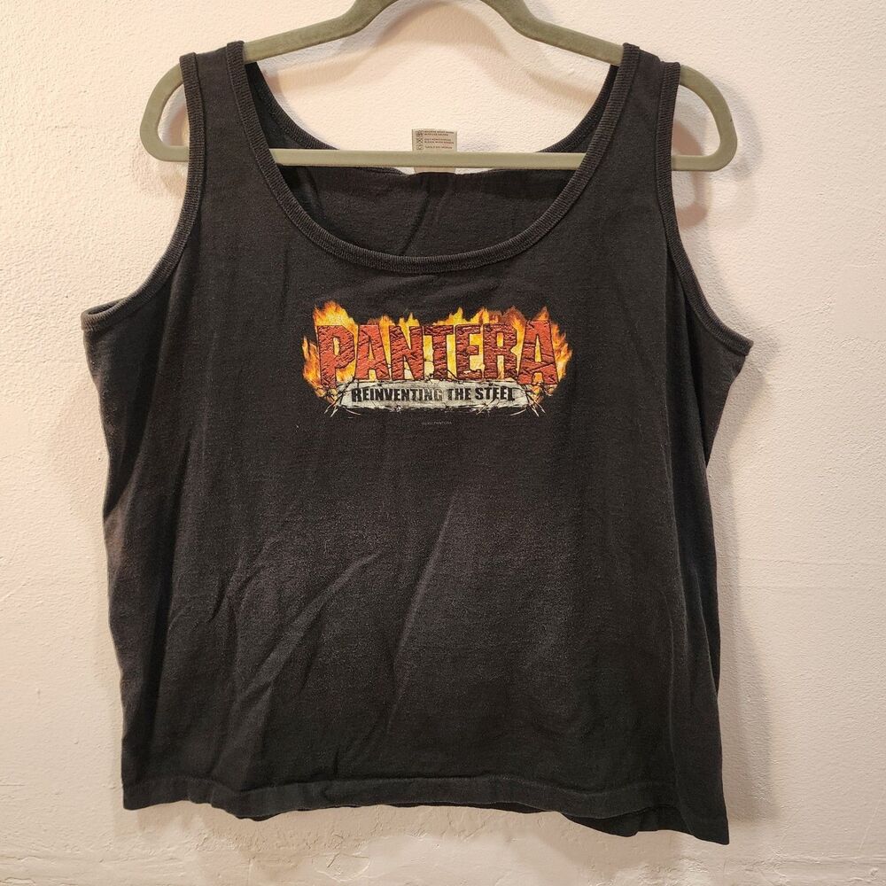 Pantera Reinventing the Steel Tank Top Womens XL Black Y2K Band Tee Anvil USA